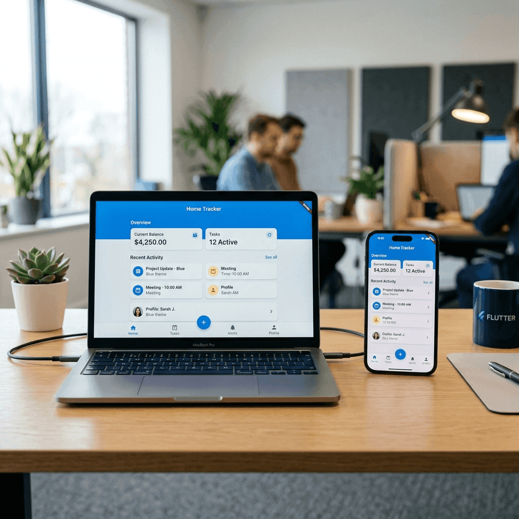 Flutter developer creating cross-platform mobile app